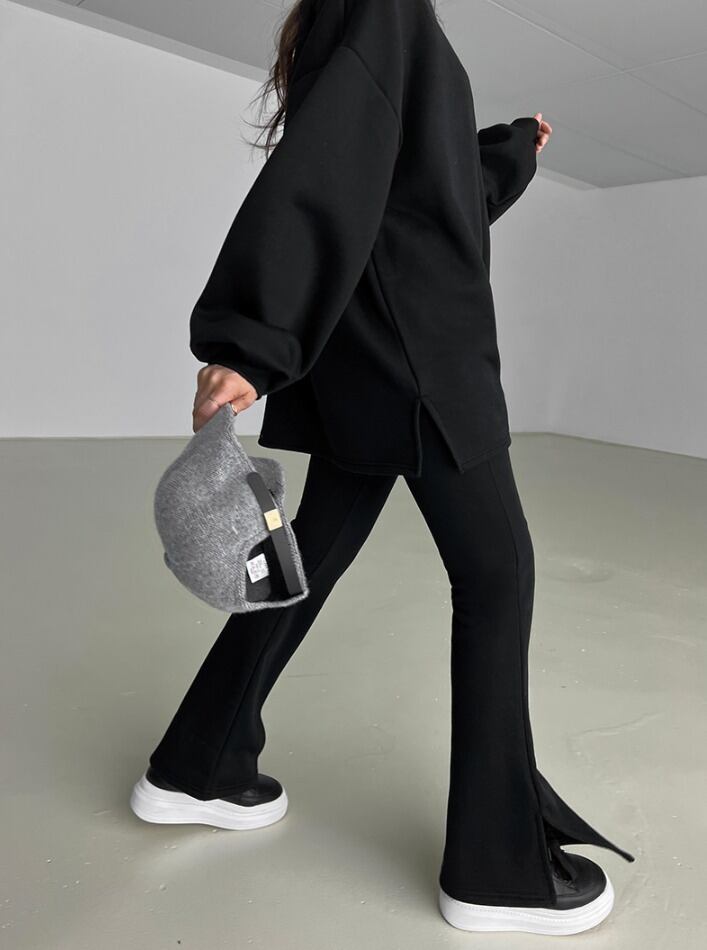 バルーンスリーブ スウェット スリム フレア パンツ SET