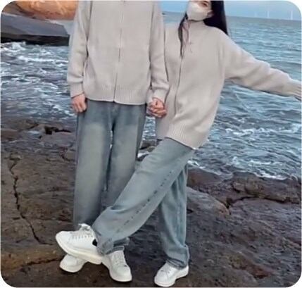 ユニセックスカーディガン ジップアップカップル韓国