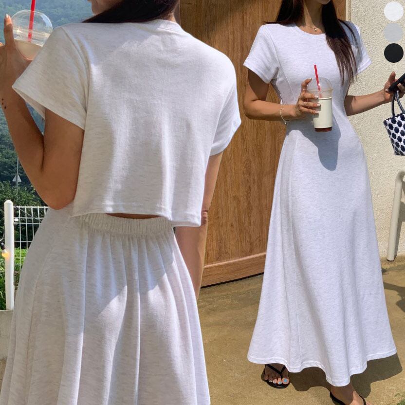 バックスリット スリムタック フレア ワンピースタイプ