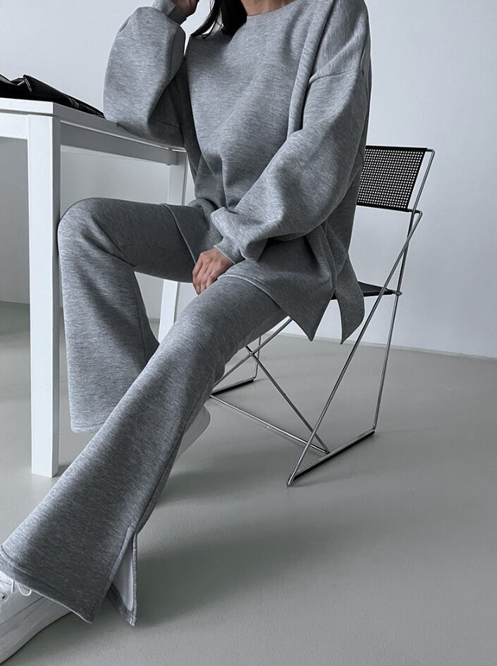 バルーンスリーブ スウェット スリム フレア パンツ SET