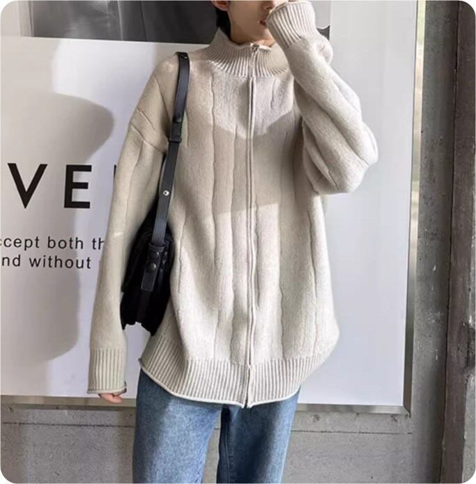 ユニセックスカーディガン ジップアップカップル韓国