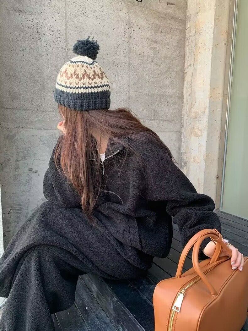 ボア フリース セットアップ プルオーバー ハーフジップ パンツ