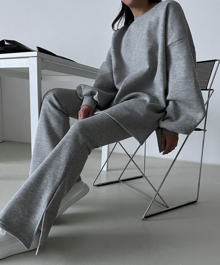 バルーンスリーブ スウェット スリム フレア パンツ SET