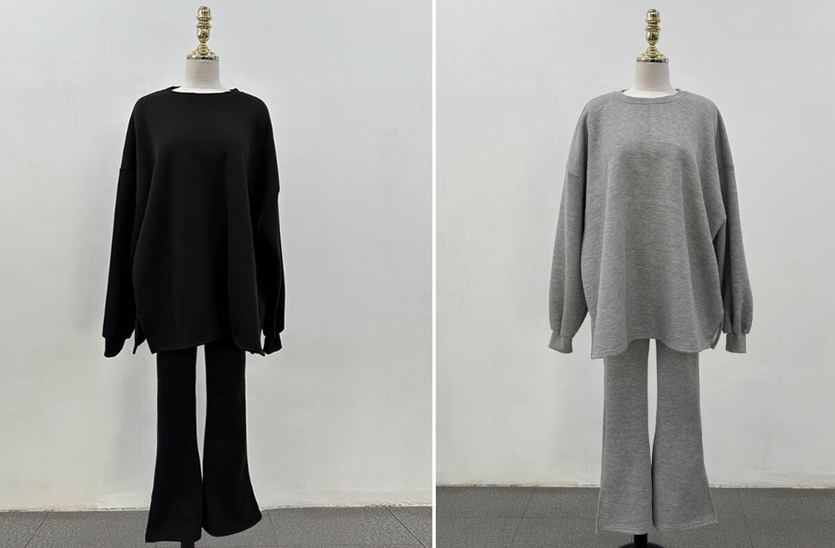 バルーンスリーブ スウェット スリム フレア パンツ SET