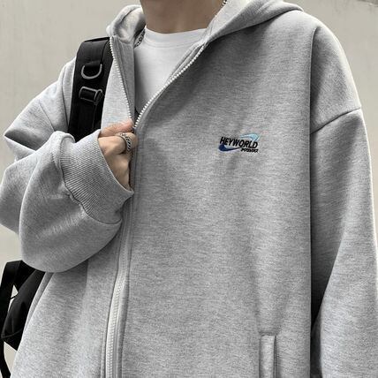 ジップパーカー ワンポイント ロゴ オーバーサイズ 全3色 韓国