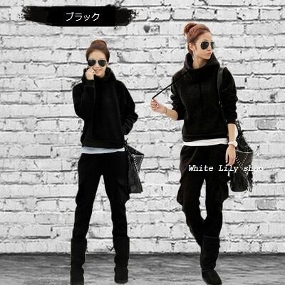 セットアップ スウェット 防寒 裏起毛 暖かいパンツ 韓国 ~3XL