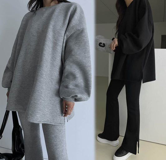 バルーンスリーブ スウェット スリム フレア パンツ SET
