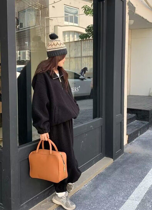 ボア フリース セットアップ プルオーバー ハーフジップ パンツ