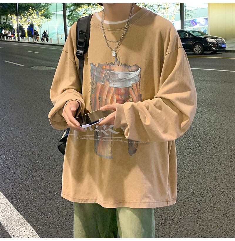 ロンT ストリート ヴィンテージ風 プリント ルーズ クール