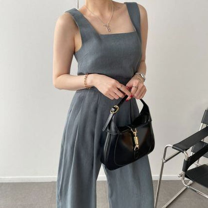 セットアップ キャミソール ワイドパンツ ロング 韓国 お洒落