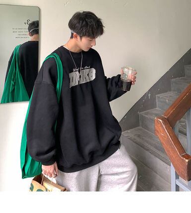 送料無料 ロゴ刺繍 ストリート オーバーサイズ トレーナー 韓国