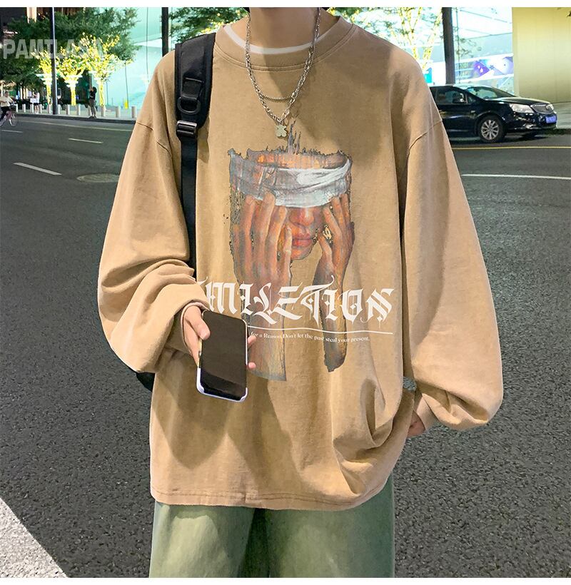 ロンT ストリート ヴィンテージ風 プリント ルーズ クール